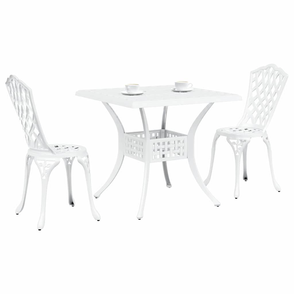 Ensemble de table de jardin aluminium coulé blanc 80 x 80 x 75 cm - PANGIVO - Image 3