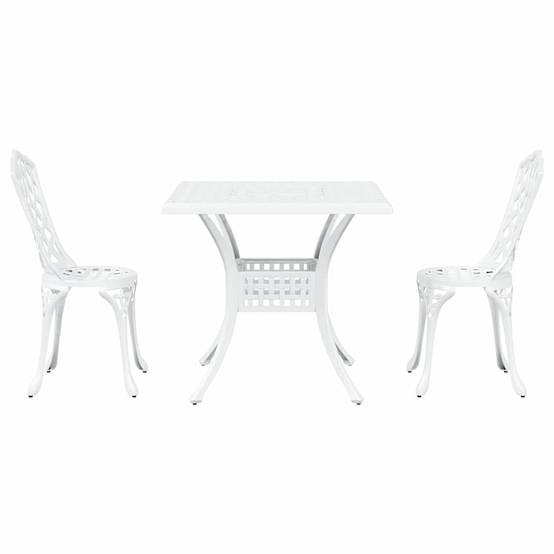 Ensemble de table de jardin aluminium coulé blanc 80 x 80 x 75 cm - PANGIVO - Image 6
