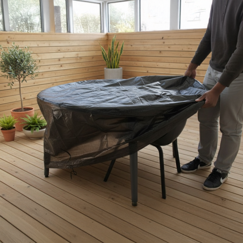 Autre - Housse pour table ronde + chaises TITANIUM® Noir - 120 x 120 x 85 cm - Image 1