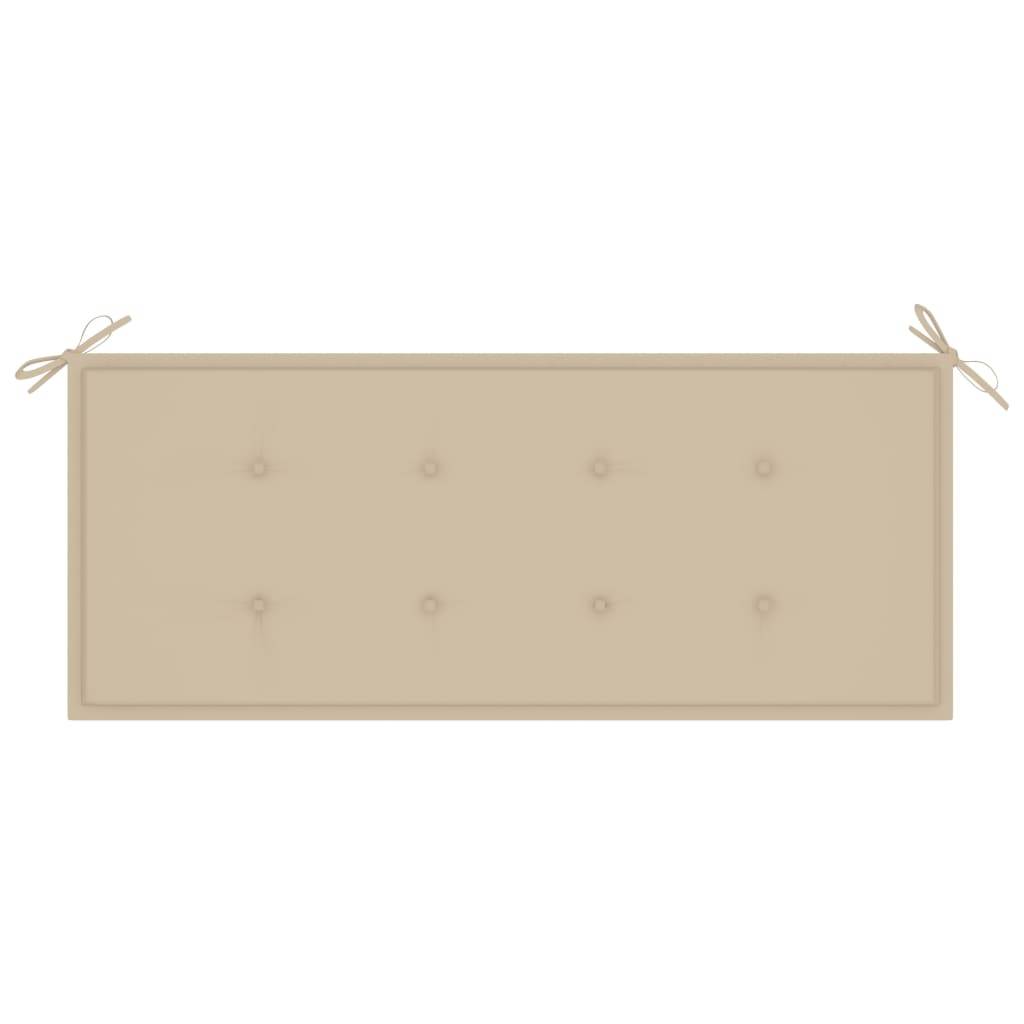 Helloshop26 - Banc de jardin meuble de patio d'extérieur terrasse avec coussin beige 120 x 51,5 x 84 cm bois de teck massif - Image 6