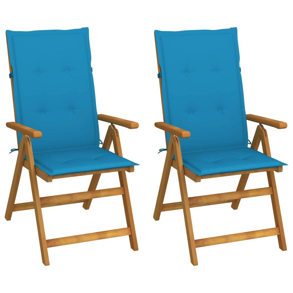 PANGIVO - Chaise de jardin inclinable bois d'acacia coussin bleu 57 x 69 x 111 cm - PANGIVO - Image 1