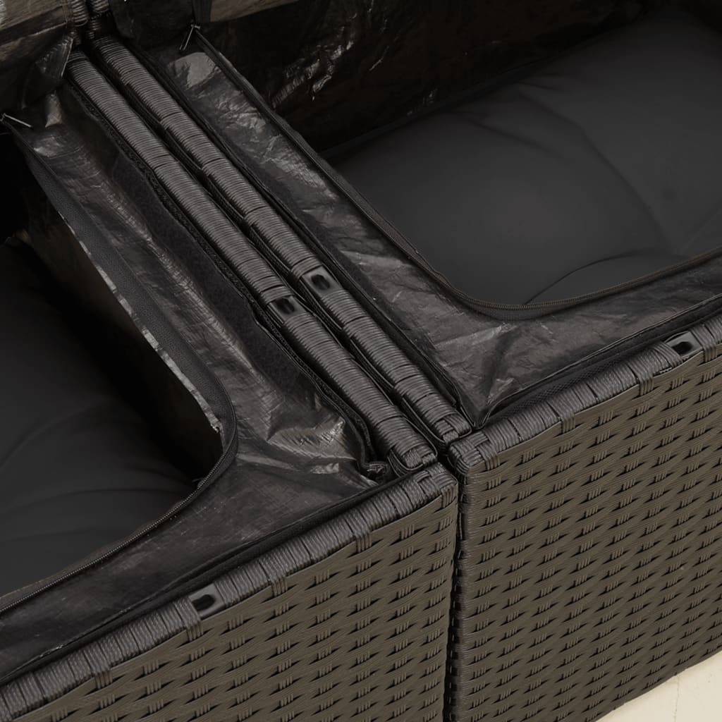 ComfortXL - Canapé Extérieur 2 Assises Poly Rotin avec Coffre de Rangement et Coussins – Noir – ComfortXL Outdoor Living - Image 9