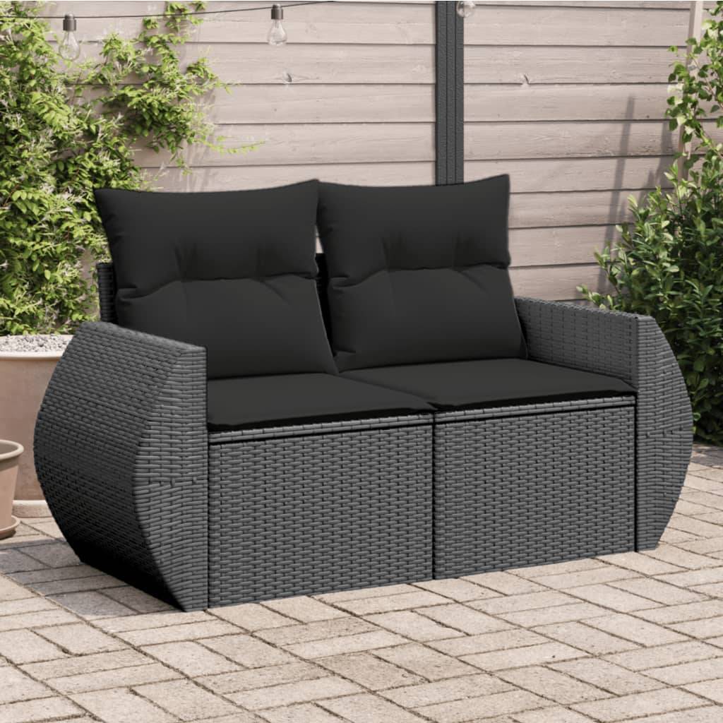 ComfortXL - Canapé Extérieur 2 Assises Poly Rotin avec Coffre de Rangement et Coussins – Noir – ComfortXL Outdoor Living - Image 1