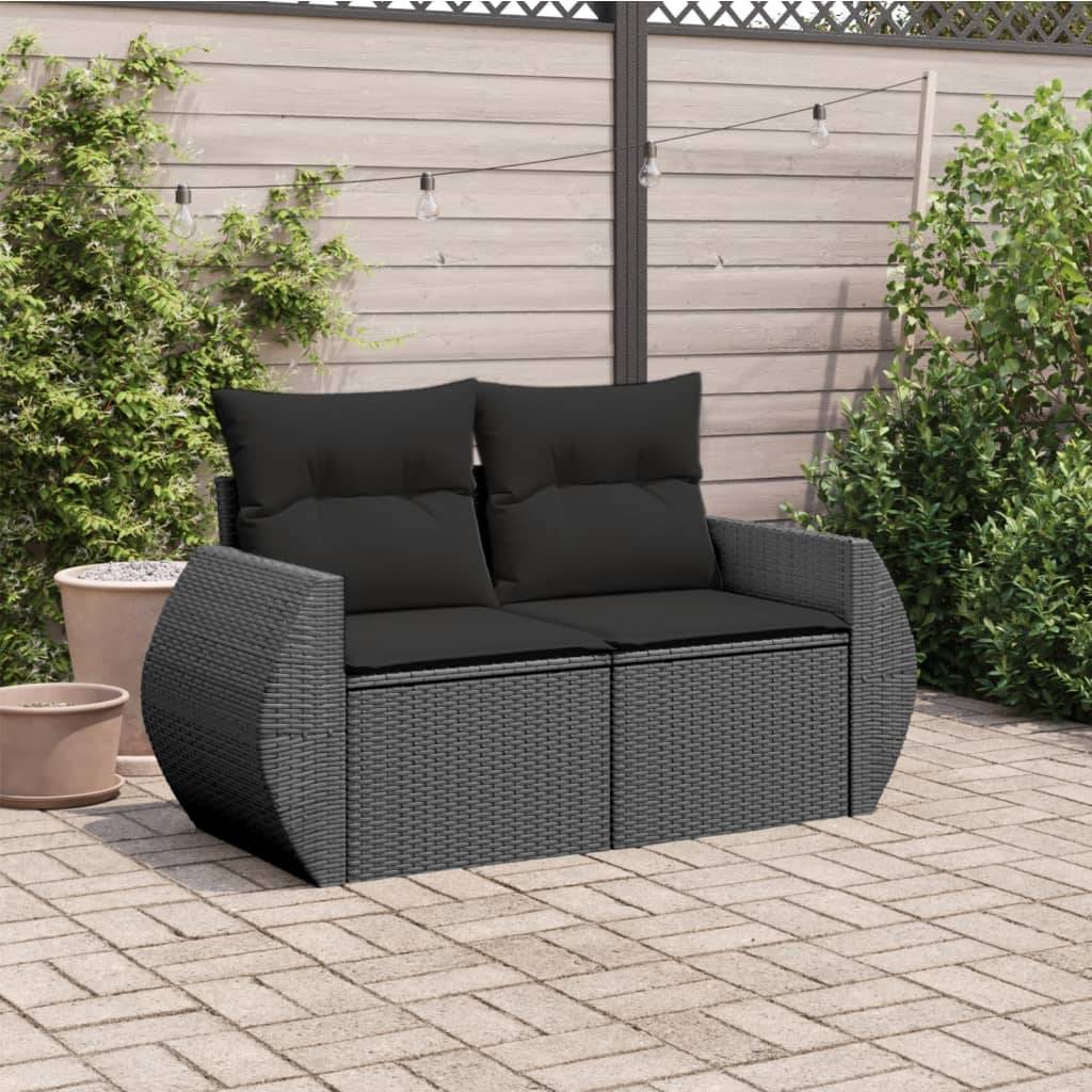 ComfortXL - Canapé Extérieur 2 Assises Poly Rotin avec Coffre de Rangement et Coussins – Noir – ComfortXL Outdoor Living - Image 3