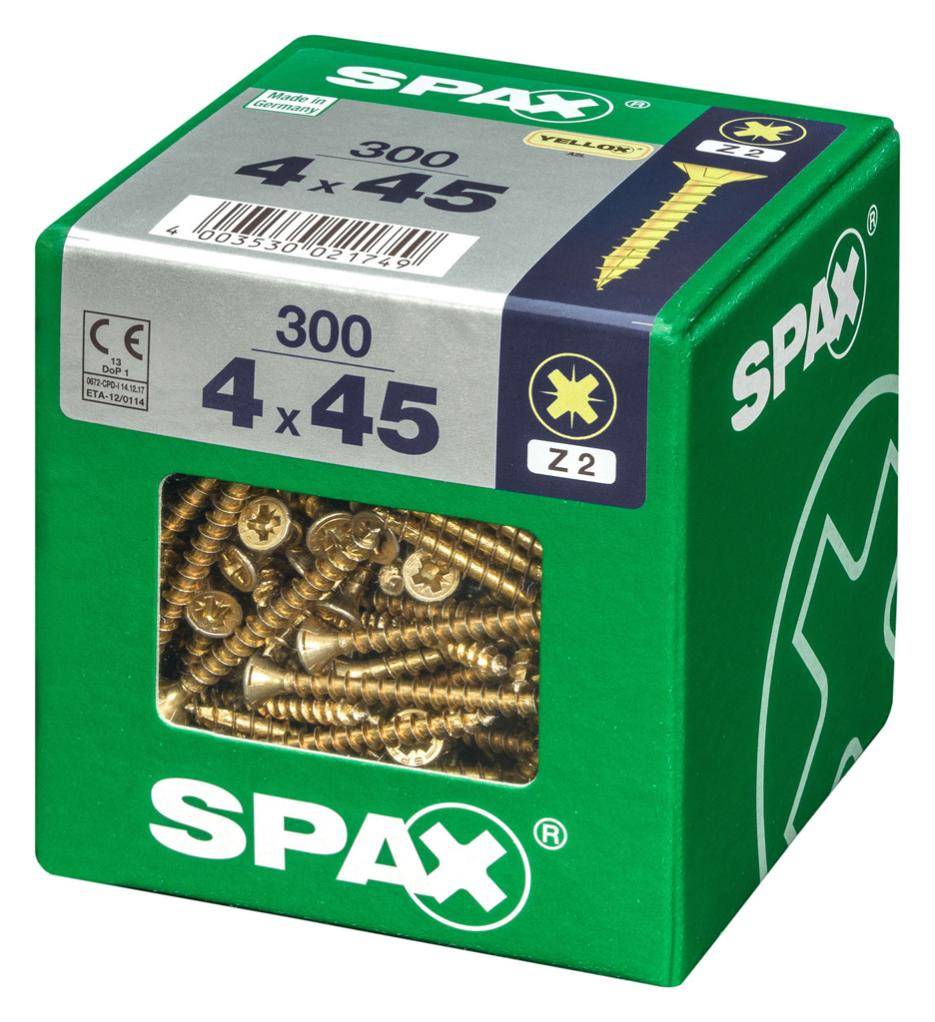 Spax - Lot de 300 vis acier tête fraisée pozidriv SPAX, Diam.4 mm x L.45 mm - Image 4