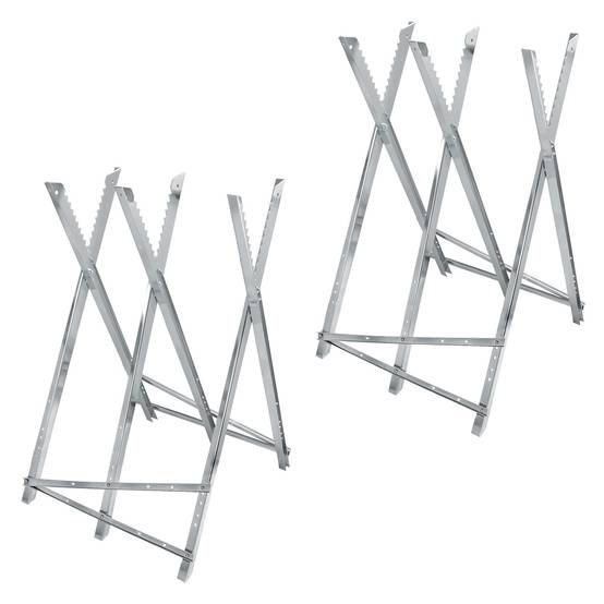 Lot de 2 Chevalets de Sciage pour Tronçonneuse, 3 Positions, en Métal Galvanisé, Capacité de charge 150 kg, Pliable Réglable - Image 1