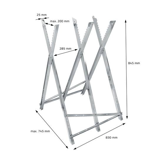 Lot de 2 Chevalets de Sciage pour Tronçonneuse, 3 Positions, en Métal Galvanisé, Capacité de charge 150 kg, Pliable Réglable - Image 6
