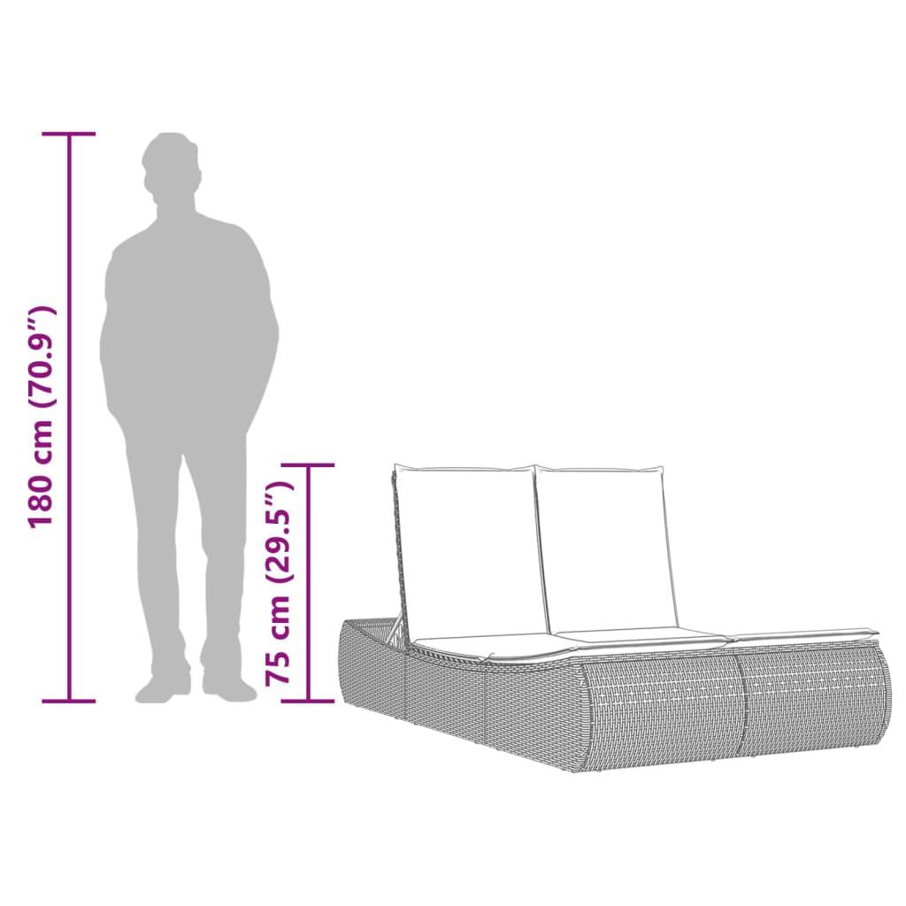Maison Chic - Bain de soleil à 2 places - Transat - Chaise longue avec coussins beige résine tressée - MEUBLE PRO-JU6453 - Image 10
