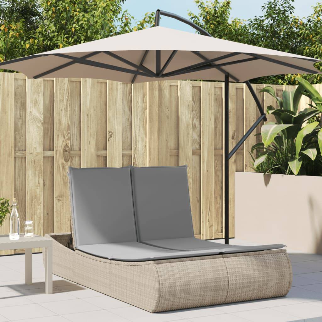 Maison Chic - Bain de soleil à 2 places - Transat - Chaise longue avec coussins beige résine tressée - MEUBLE PRO-JU6453 - Image 2
