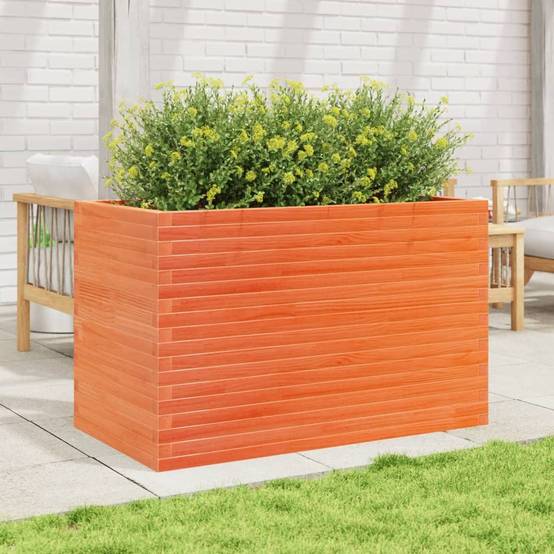 Jardinière Bois Pin Massif Cire Marron 110 x 60 x 68.5 cm - PANGIVO - Image 3