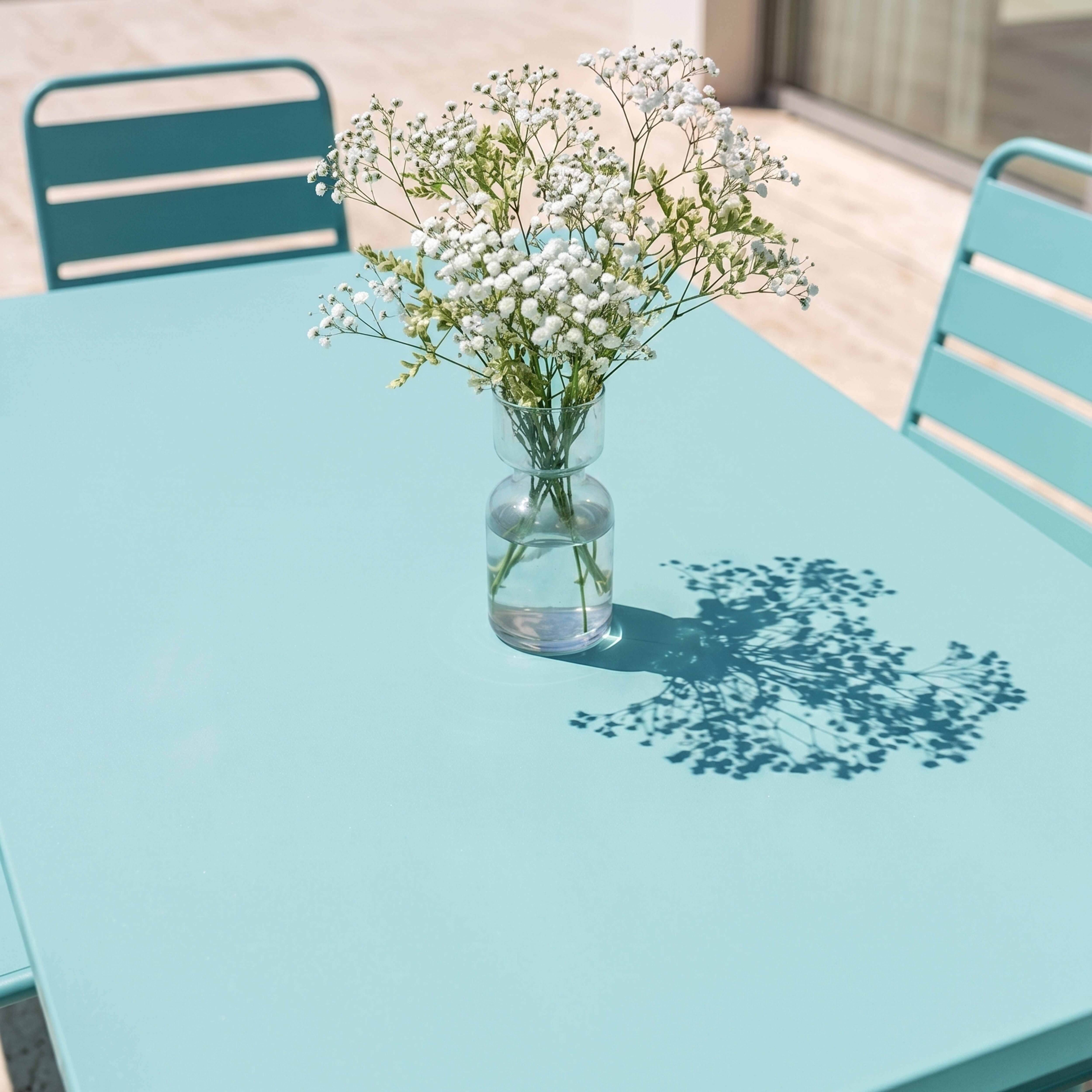 Oviala - Ensemble table de jardin et 8 chaises en métal turquoise Palavas - Oviala - Image 3
