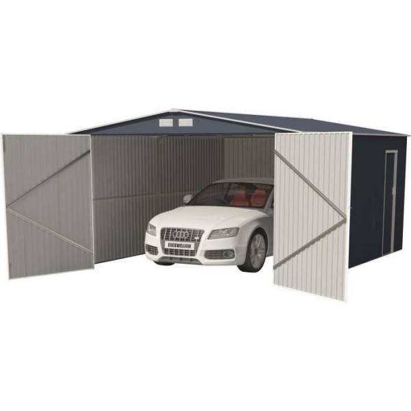 Sans Marque - Abri de jardin / Garage en métal 18,2 m² - 380 x 480 x 232 - ORION Kit d'ancrage, 2 portes coulissantes frontale, 1 porte lat - Image 2