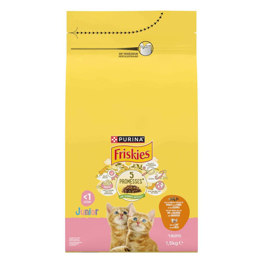 Purina One - Purina - Croquettes pour chaton 1.5 kg mélange de Poulet, Dinde et du Lait FRISKIES