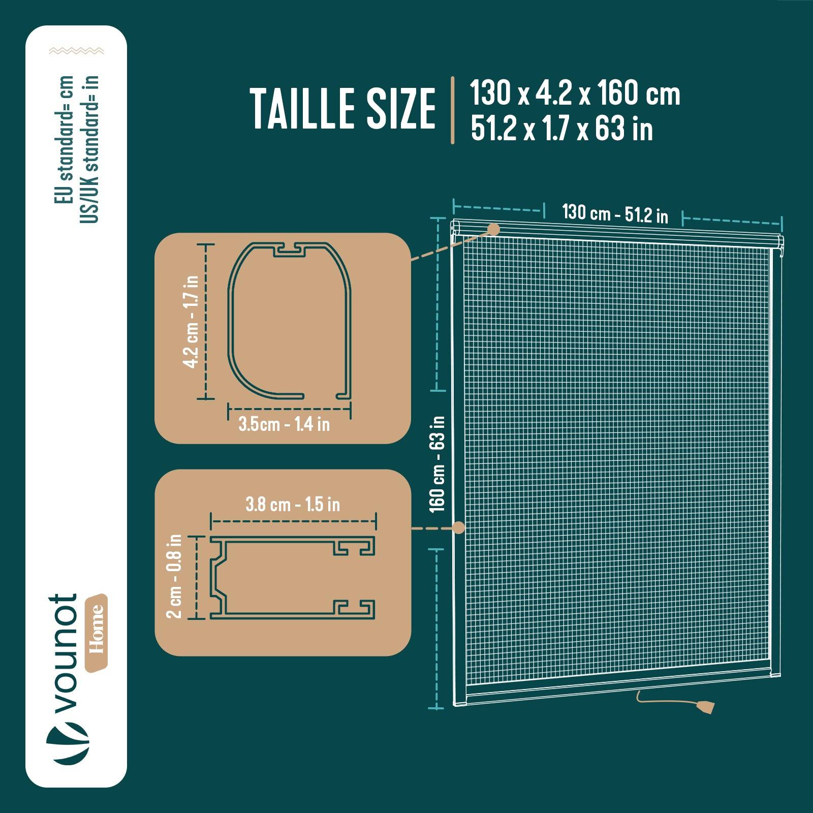 Vounot - Moustiquaire de fenêtre L130 x H160 cm enroulable et recoupable en PVC blanc VOUNOT® - Image 3