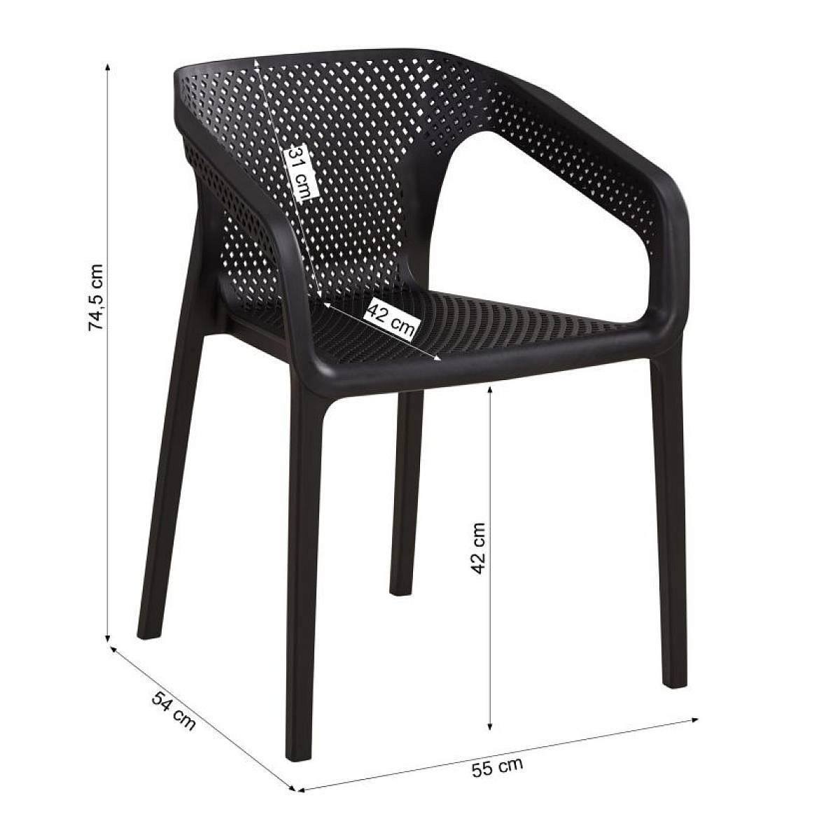 Ensemble de 2 chaises de jardin noires élégantes et confortables - Image 3