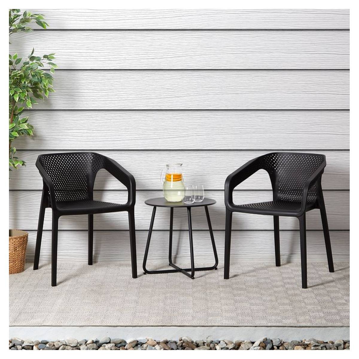 Ensemble de 2 chaises de jardin noires élégantes et confortables - Image 2