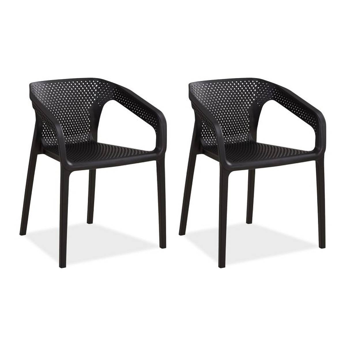 Ensemble de 2 chaises de jardin noires élégantes et confortables - Image 1