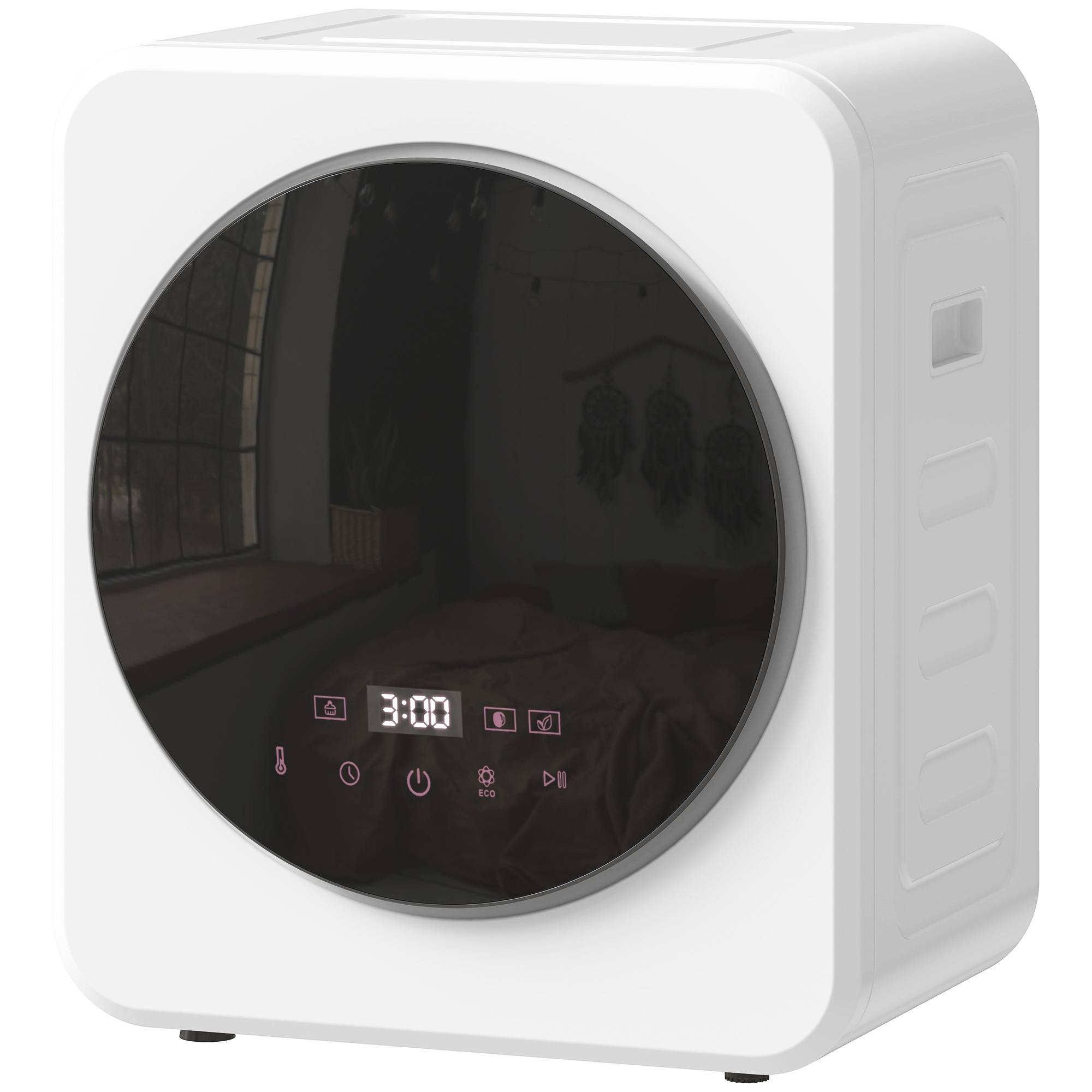 Sèche-linge à évacuation 4kg chargement frontal, tambour inox, 800W compact pose libre, blanc - Image 2