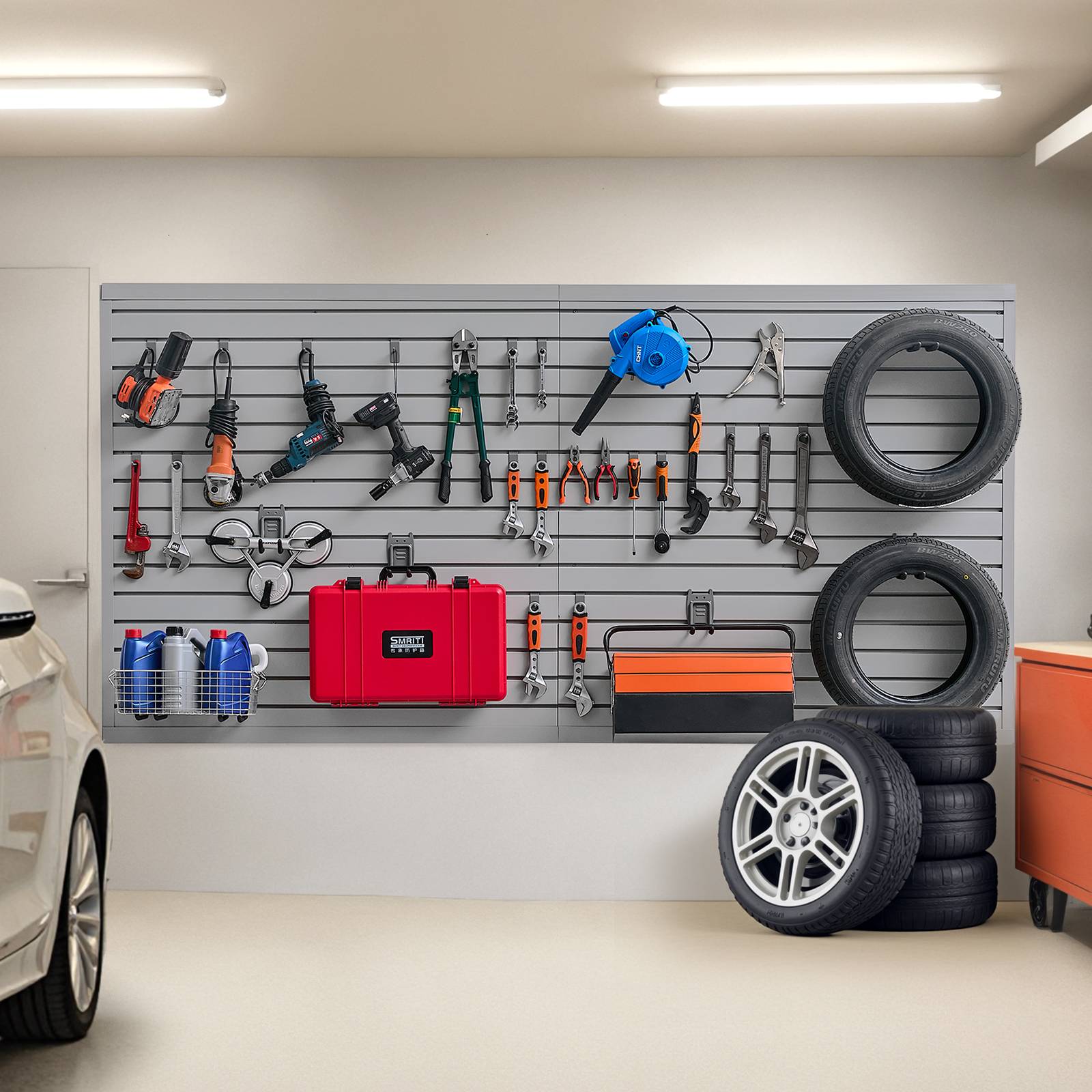 VEVOR Panneau mural garage 1225x2450 mm, PVC, gris, avec crochets. - Image 8