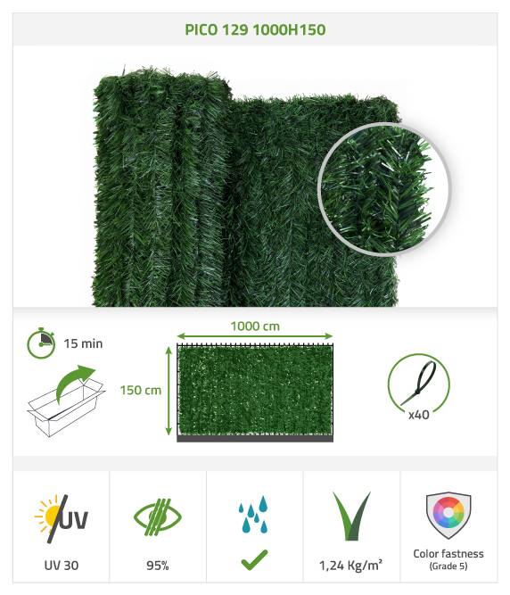 Casanoov Haie Artificielle 10m PICO H.150  cm 129 brins - Image 2