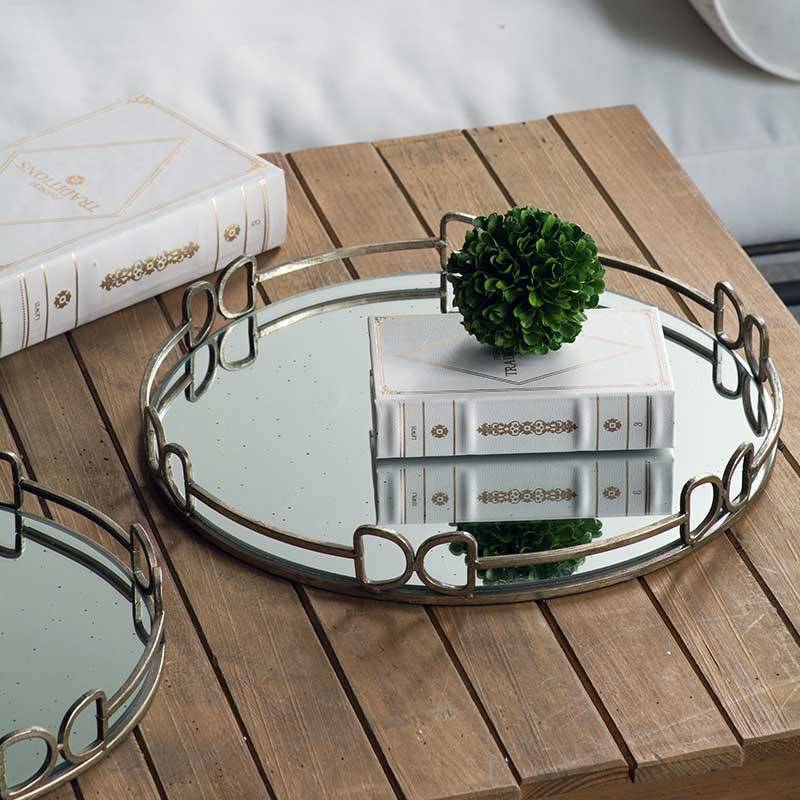 La Grande Prairie - Plateau miroir anses argentées 45x45x5cm - Image 1