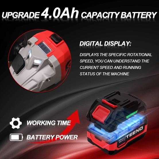 Meuleuse d'angle sans fil, Meuleuse d'angle 21V 1000W avec 2 Batteries 4.0Ah, 9100RPM Moteur Brushless, Disques de Coupe 125mm, Disque à Lamelles Pour - Image 3