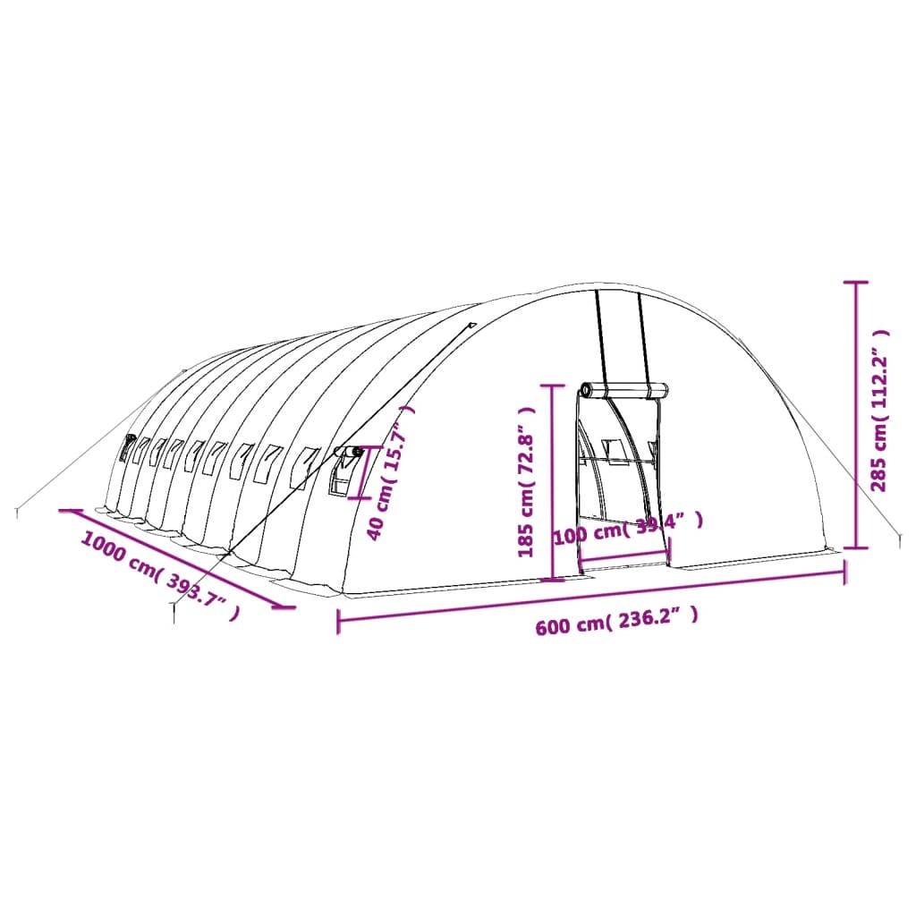 Serre Tunnel Jardin Acier Galvanisé 60m² Culture Plantes 10x6x2,85m - ComfortXL Outdoor Living - Image 6