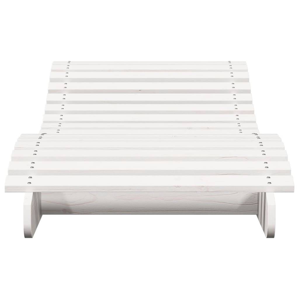 Maison Chic - Chaise longue | Transat | Bain de soleil blanc 205x70x31,5 cm bois massif de pin - Image 4