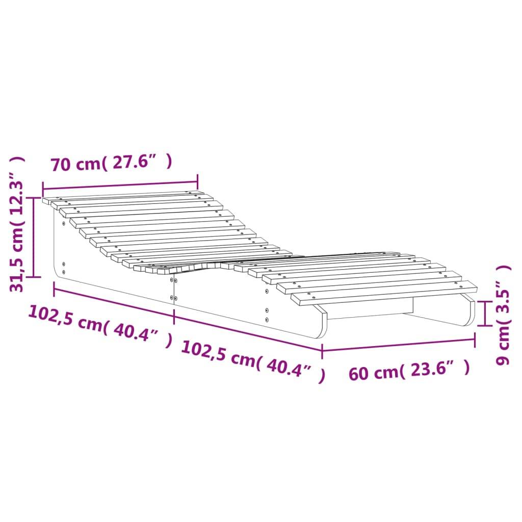 Maison Chic - Chaise longue | Transat | Bain de soleil blanc 205x70x31,5 cm bois massif de pin - Image 9