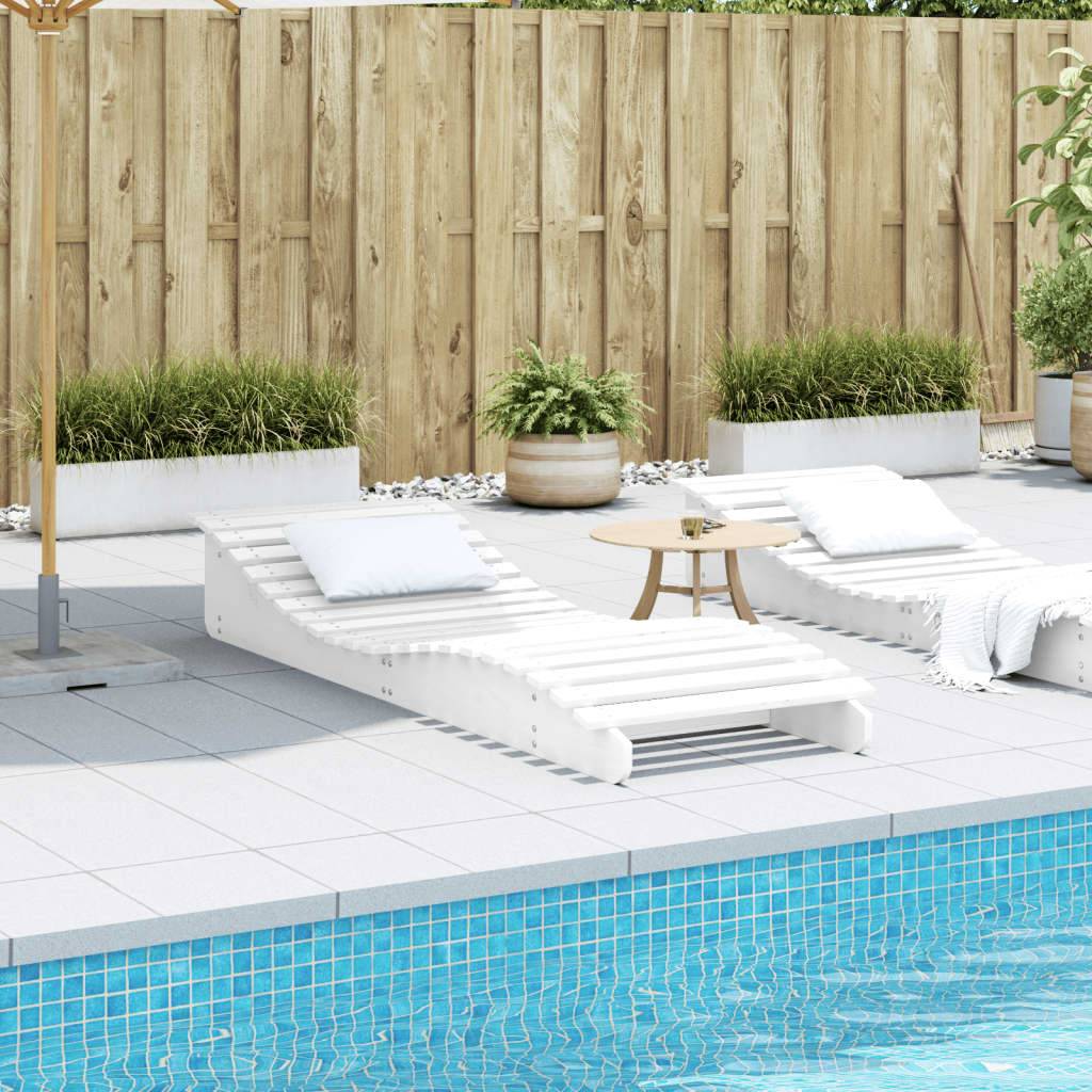 Maison Chic - Chaise longue | Transat | Bain de soleil blanc 205x70x31,5 cm bois massif de pin - Image 3