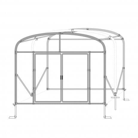Plastidis - Serre tunnel Deschamps pieds droits larg 4 m pas à 1.50 m, L 7.50 m, type 200 microns diffusante Lumisol , Façade 2 portes simples - Image 5