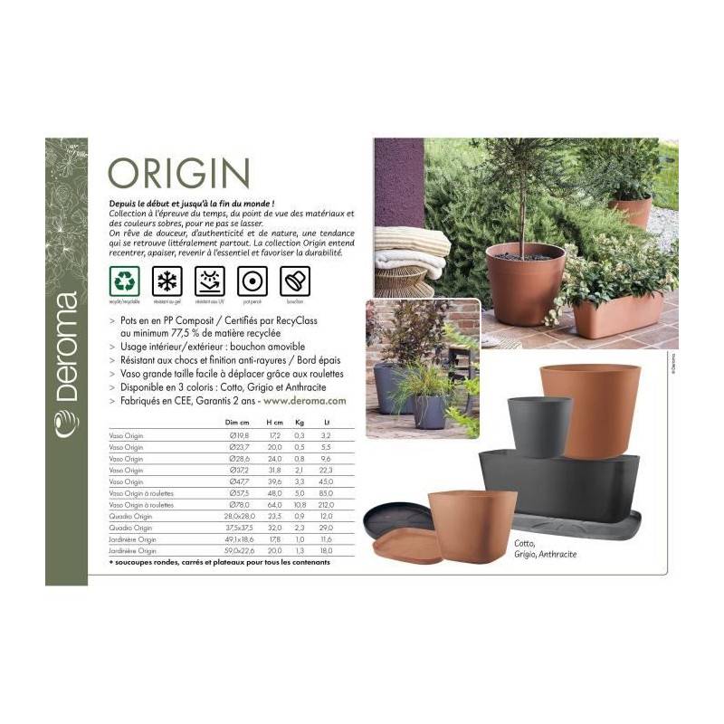 Deroma - Pot De Fleurs Carré - Deroma - Origin - 29 L - Terre Cuite - Image 6