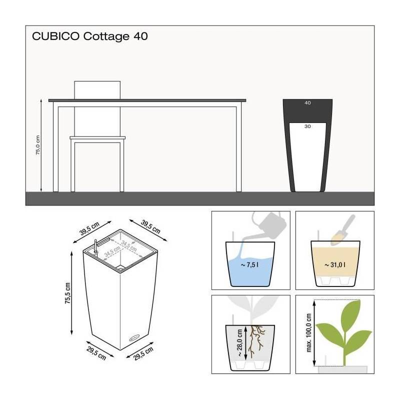 Lechuza - Pot De Fleur Lechuza Cubico Cottage 40 - Kit Complet, Brun Sable - Image 3