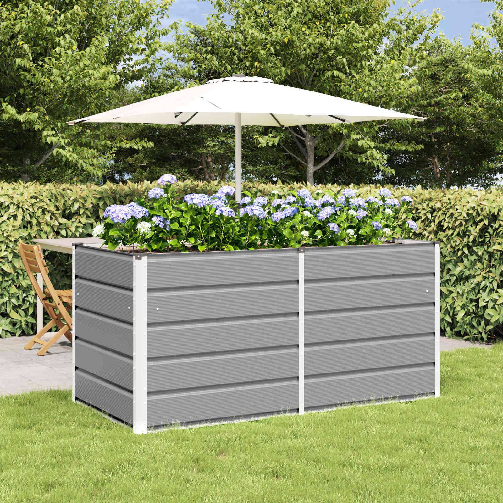 ComfortXL - Carré potager surélevé XXL en acier pour jardinage facile 160x80x75 cm Gris clair - ComfortXL Outdoor Living - Image 1