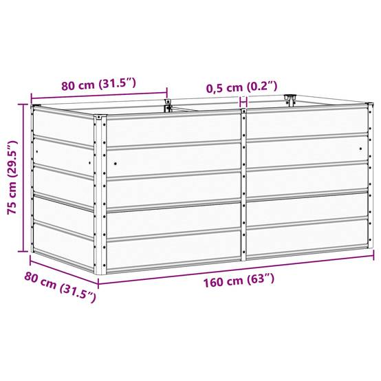 ComfortXL - Carré potager surélevé XXL en acier pour jardinage facile 160x80x75 cm Gris clair - ComfortXL Outdoor Living - Image 7