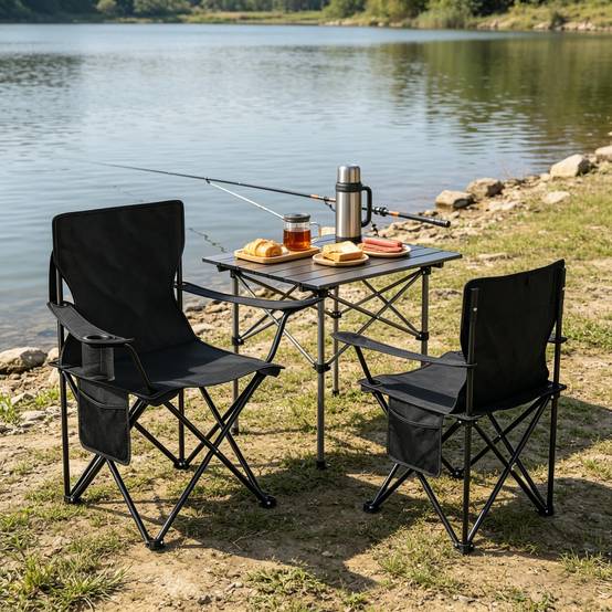 Chaise de camping confortable, chaise de plage avec porte-gobelet, chaise de pêche pliante (chaises extérieures 2 PCS) - Image 7