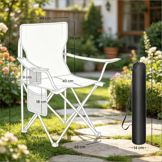 Chaise de camping confortable, chaise de plage avec porte-gobelet, chaise de pêche pliante (chaises extérieures 2 PCS) - Image 2