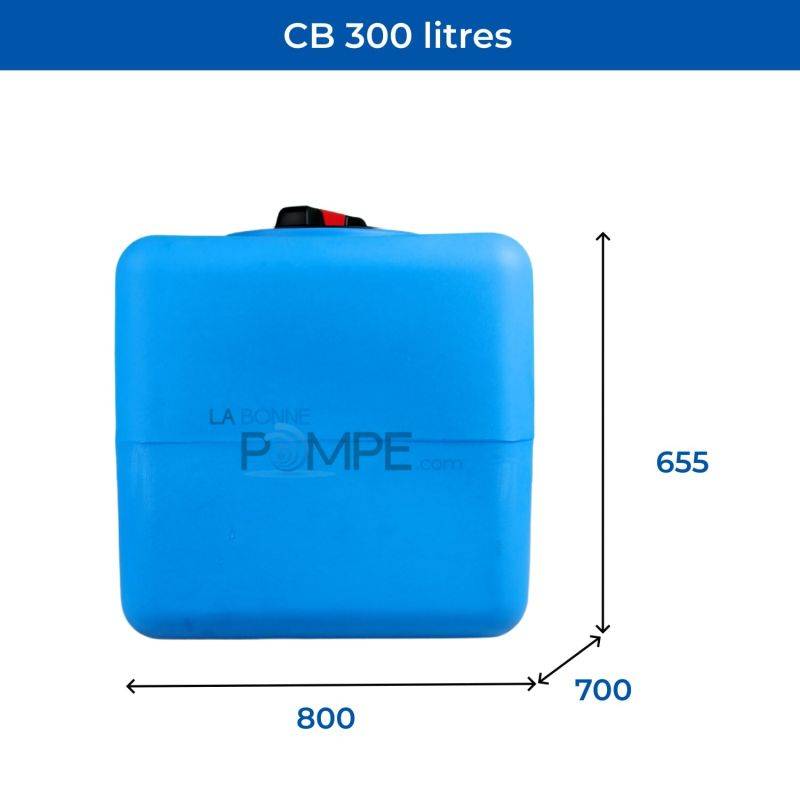 Cuve récupération eau de pluie 300L - Réservoir aérien cubique bleu - Polyéthylène - ELBI CB - Image 2