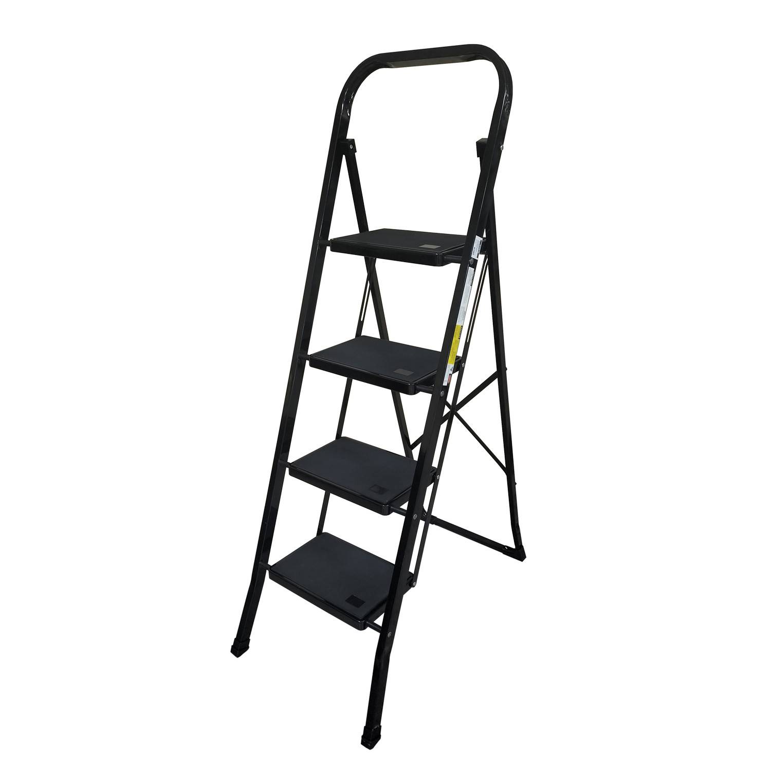 Escabeau à 4 marches BM TOOLS BMT-ESC4-BLACK, Haut. de travail : 97 cm, se range facilement, Marches anti-dérapantes - NOIR - Image 1