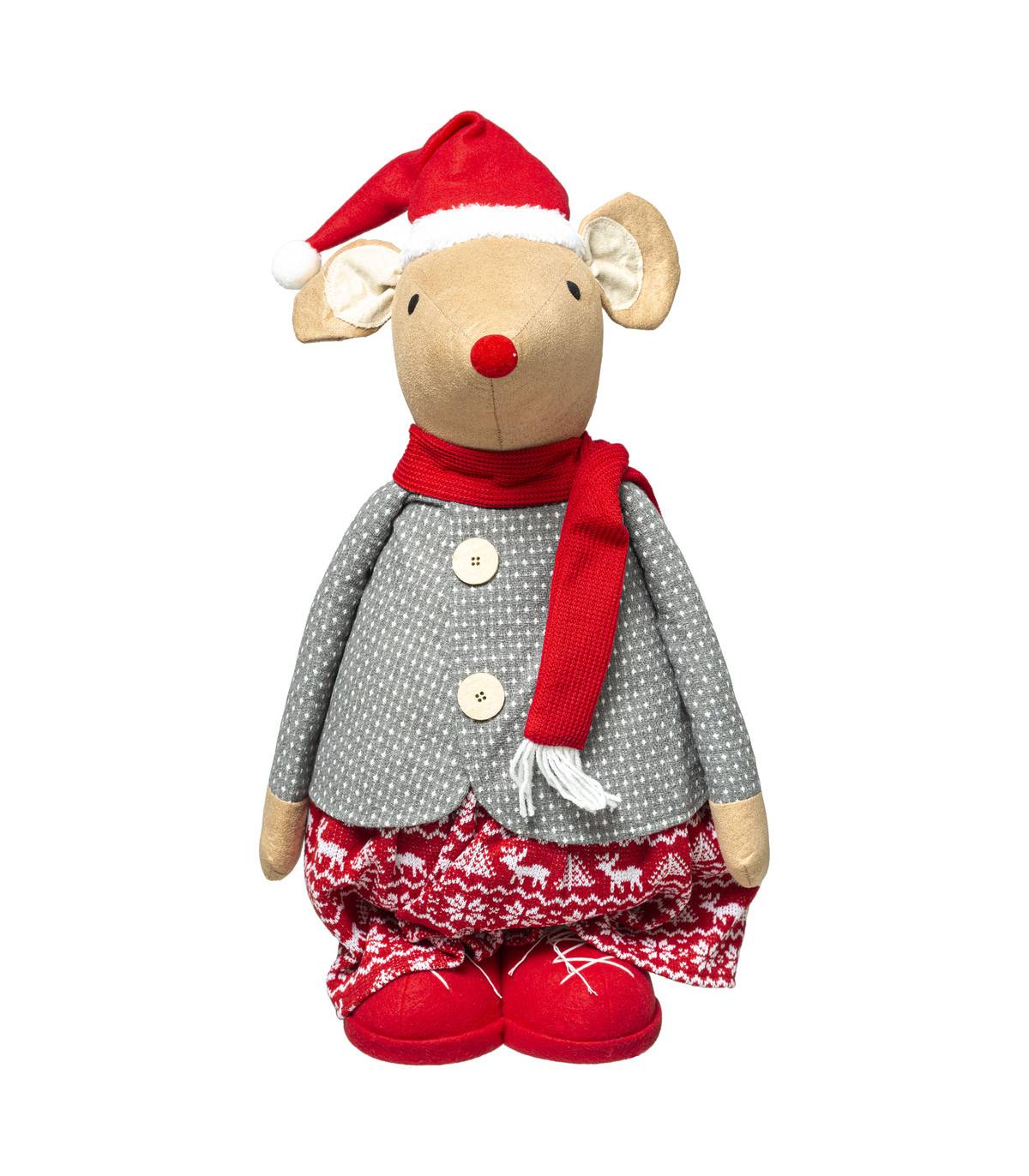 Fééric Lights & Christmas - Déco de Noël Souris téléscopique en habit de Noël  H maxi 106 cm - Image 1