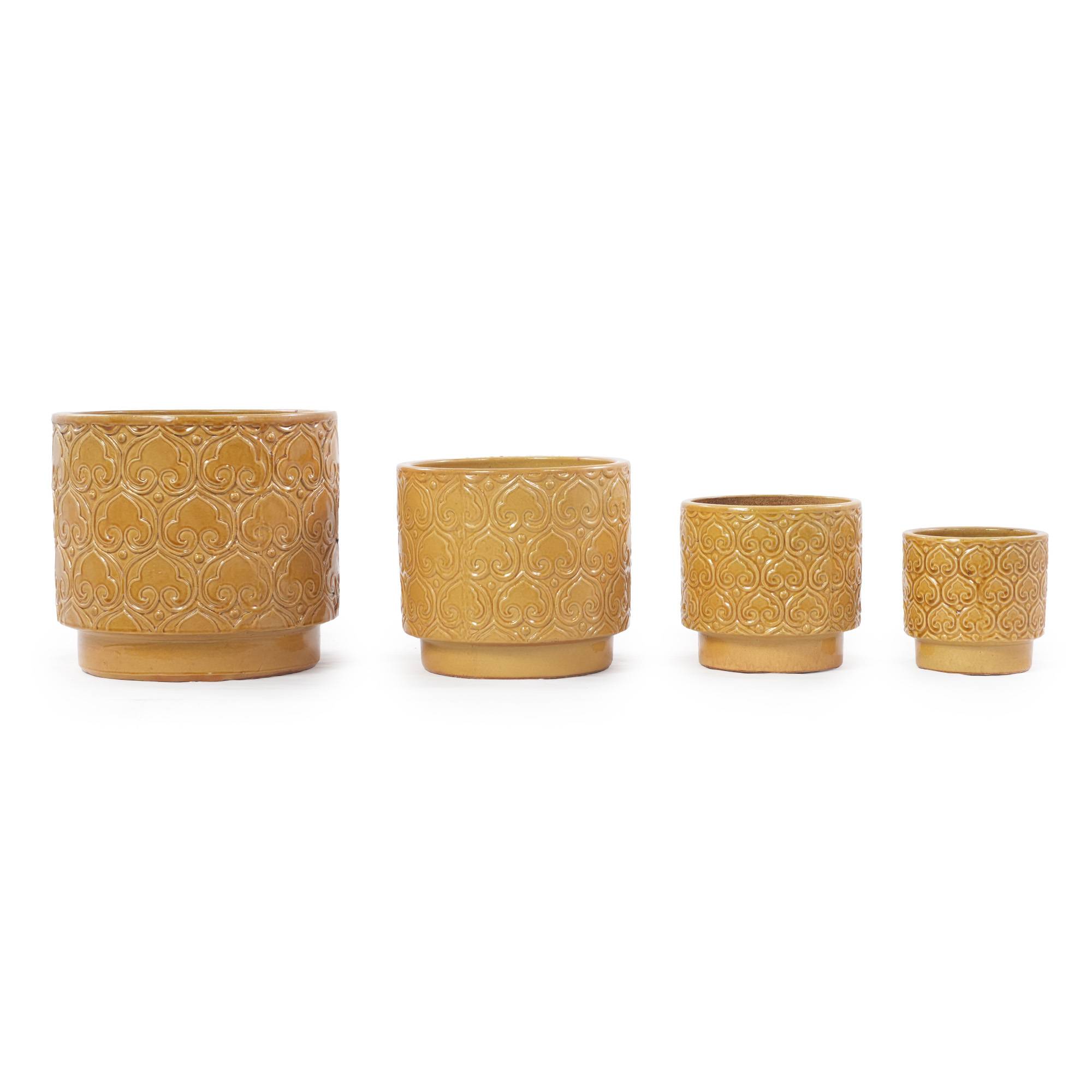 ComfortXL - Pot de fleurs céramique Ø38 cm jaune brillant intérieur extérieur drainage - ComfortXL Outdoor Living - Image 8