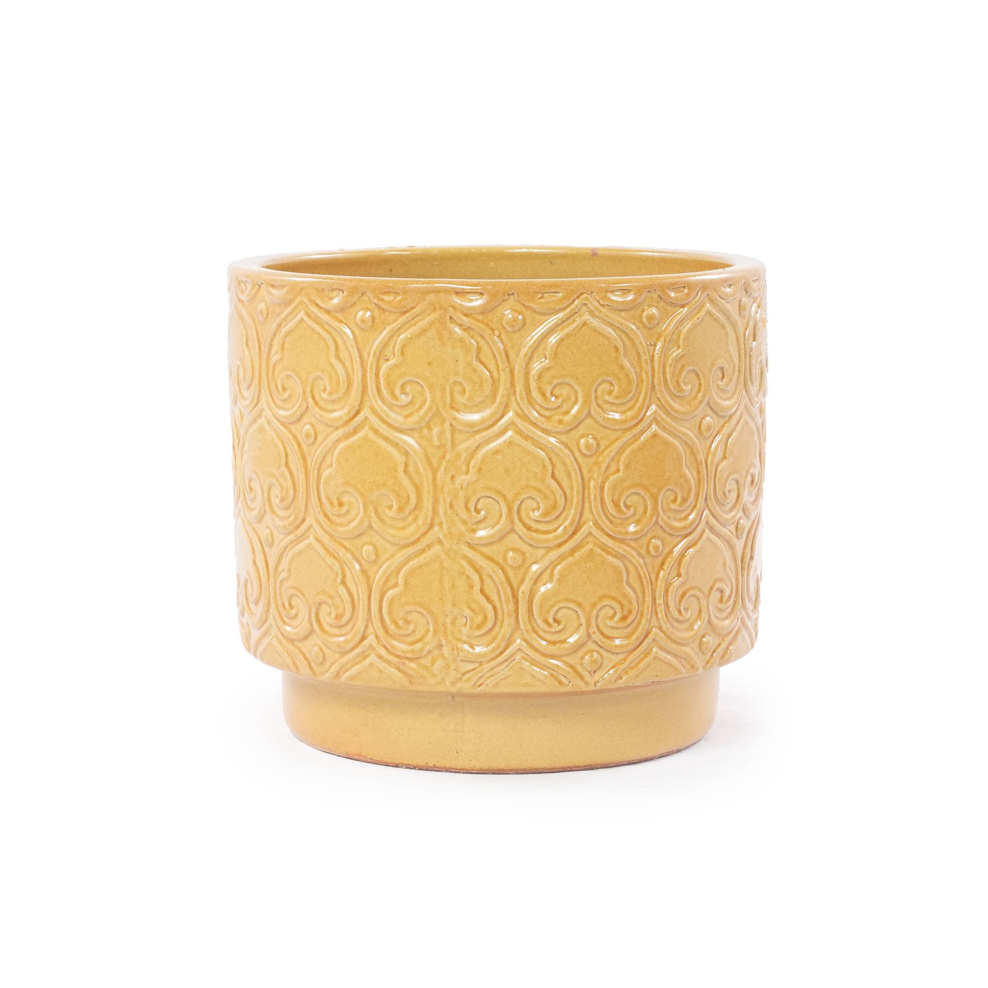 ComfortXL - Pot de fleurs céramique Ø38 cm jaune brillant intérieur extérieur drainage - ComfortXL Outdoor Living - Image 1