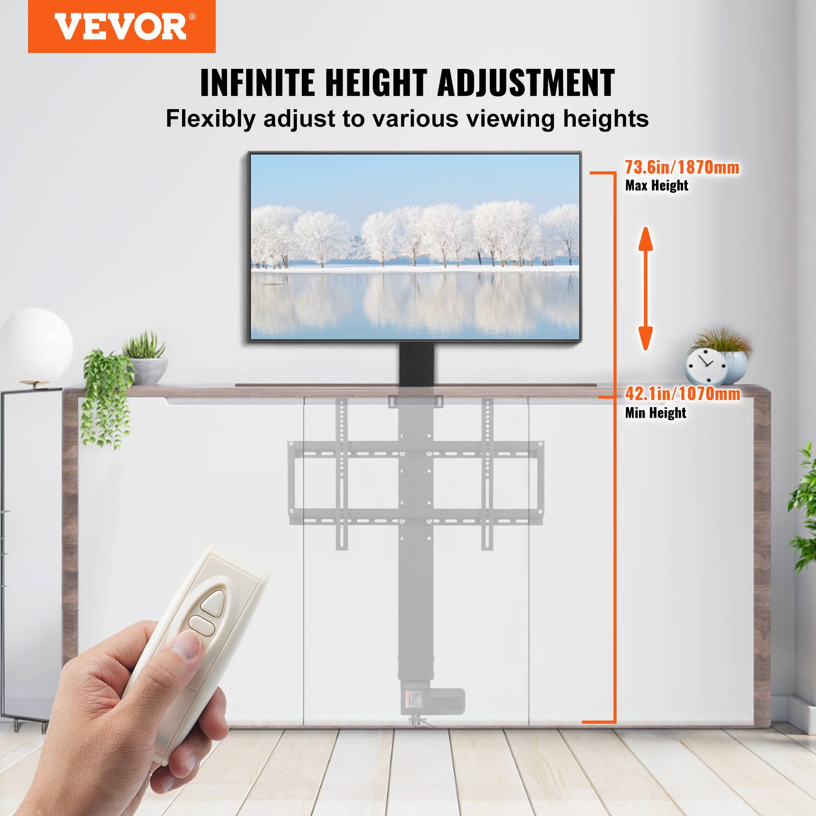 VEVOR Support TV universel 26-60 pouces, hauteur réglable 107,4-187,4 cm, charge max 60 kg. LCD/LED/Plasma. - Image 2