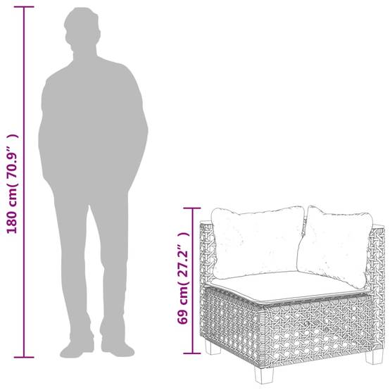 ComfortXL - Module d'Angle pour Salon de Jardin Poly Rotin avec Coussins de Dossier – Gris – ComfortXL Outdoor Living - Image 8