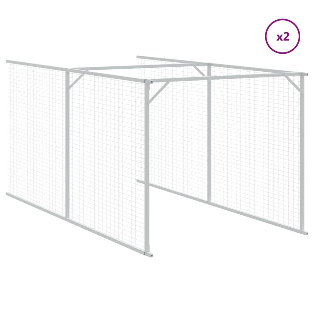 Niche Chenil pour Chien en Acier Galvanisé Abri Extérieur avec Enclos Spacieux Gris Clair - ComfortXL Pet Living - Image 7
