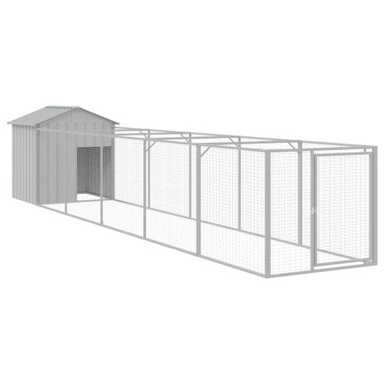 Niche Chenil pour Chien en Acier Galvanisé Abri Extérieur avec Enclos Spacieux Gris Clair - ComfortXL Pet Living - Image 2