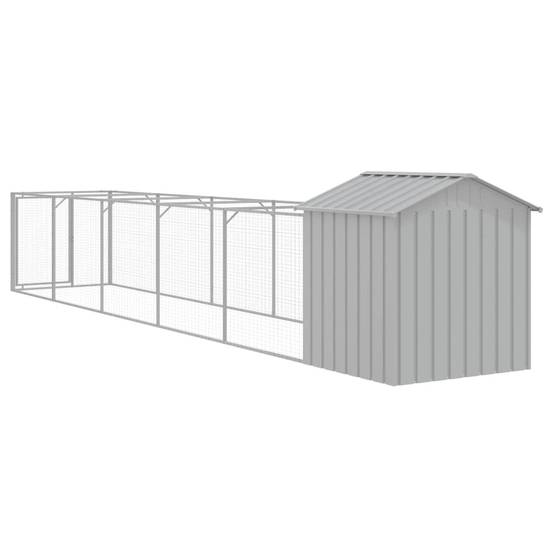 Niche Chenil pour Chien en Acier Galvanisé Abri Extérieur avec Enclos Spacieux Gris Clair - ComfortXL Pet Living - Image 5