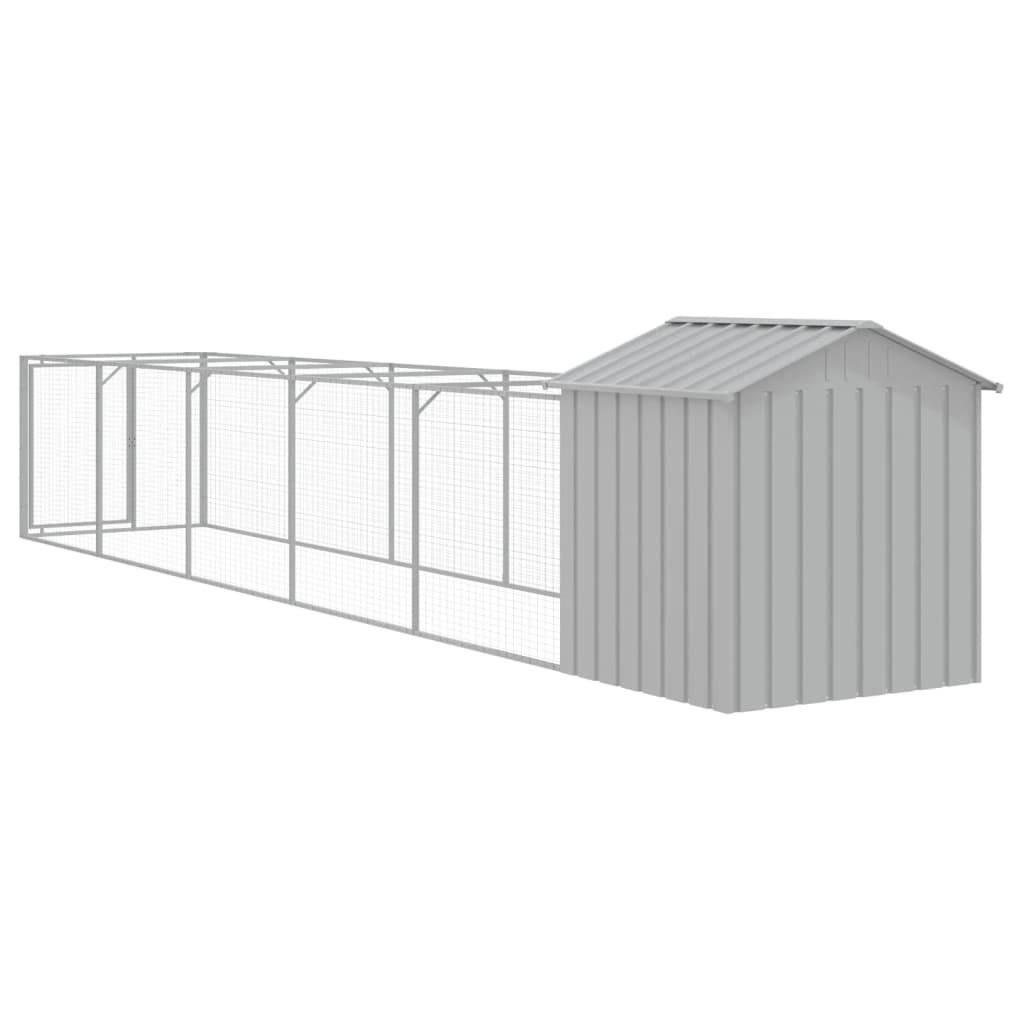 Niche Chenil pour Chien en Acier Galvanisé Abri Extérieur avec Enclos Spacieux Gris Clair - ComfortXL Pet Living - Image 5