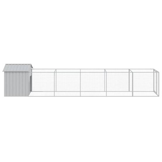 Niche Chenil pour Chien en Acier Galvanisé Abri Extérieur avec Enclos Spacieux Gris Clair - ComfortXL Pet Living - Image 4