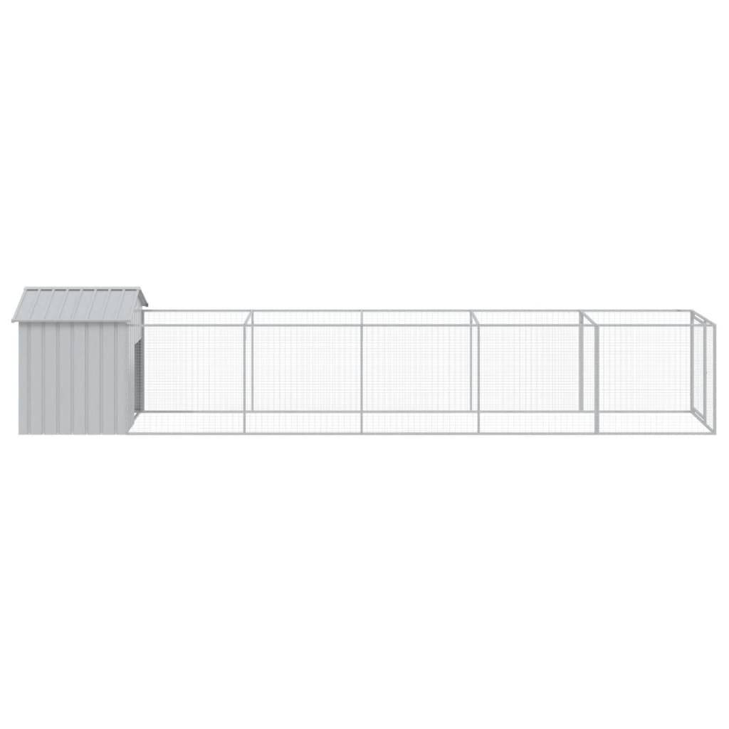 Niche Chenil pour Chien en Acier Galvanisé Abri Extérieur avec Enclos Spacieux Gris Clair - ComfortXL Pet Living - Image 4